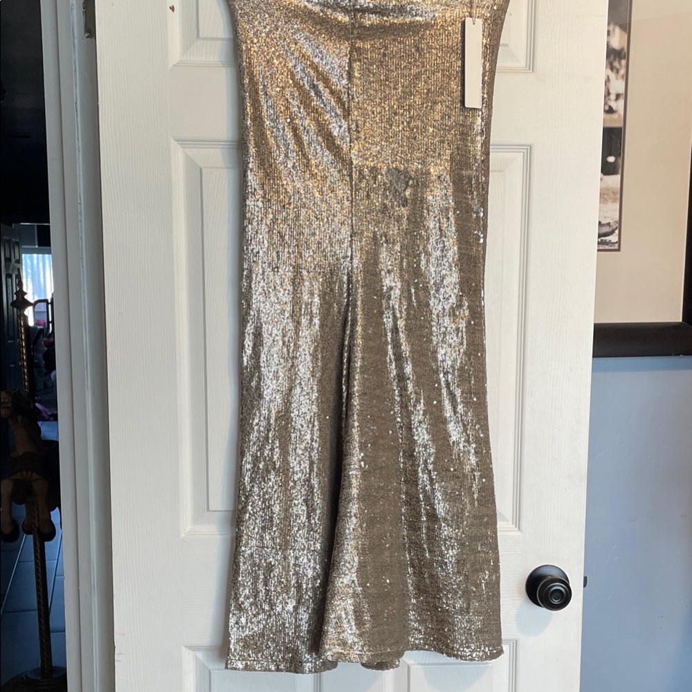 Line & Dot Metallic Gold Mermaid Skirt
